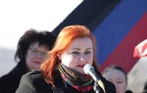 Торжественное открытие стелы на въезде в Дебальцево, 18 февраля 2016 года
