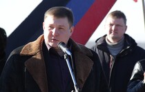 Торжественное открытие стелы на въезде в Дебальцево, 18 февраля 2016 года