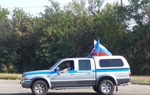 Прибытие колонны автомобилей 35-го гуманитарного  конвоя МЧС РФ, Луганск, 14 августа 2015 года