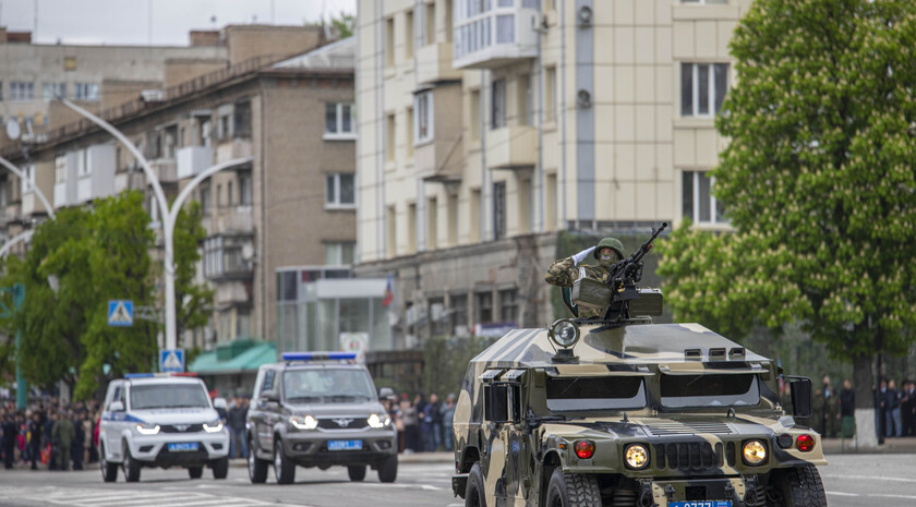 Victory Day Parade marches in central Lugansk to commemorate defeat of Nazism, Lugansk, May 9, 2021