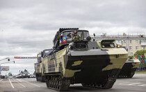 Victory Day Parade marches in central Lugansk to commemorate defeat of Nazism, Lugansk, May 9, 2021