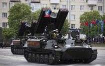 Victory Day Parade marches in central Lugansk to commemorate defeat of Nazism, Lugansk, May 9, 2021