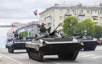 Victory Day Parade marches in central Lugansk to commemorate defeat of Nazism, Lugansk, May 9, 2021