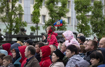 Victory Day Parade marches in central Lugansk to commemorate defeat of Nazism, Lugansk, May 9, 2021