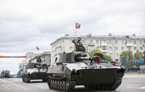 Victory Day Parade marches in central Lugansk to commemorate defeat of Nazism, Lugansk, May 9, 2021