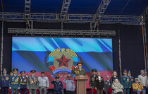 Victory Day Parade marches in central Lugansk to commemorate defeat of Nazism, Lugansk, May 9, 2021