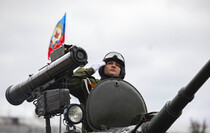 Victory Day Parade marches in central Lugansk to commemorate defeat of Nazism, Lugansk, May 9, 2021