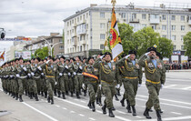 Victory Day Parade marches in central Lugansk to commemorate defeat of Nazism, Lugansk, May 9, 2021