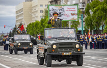 Victory Day Parade marches in central Lugansk to commemorate defeat of Nazism, Lugansk, May 9, 2021