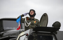 Victory Day Parade marches in central Lugansk to commemorate defeat of Nazism, Lugansk, May 9, 2021