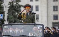 Victory Day Parade marches in central Lugansk to commemorate defeat of Nazism, Lugansk, May 9, 2021