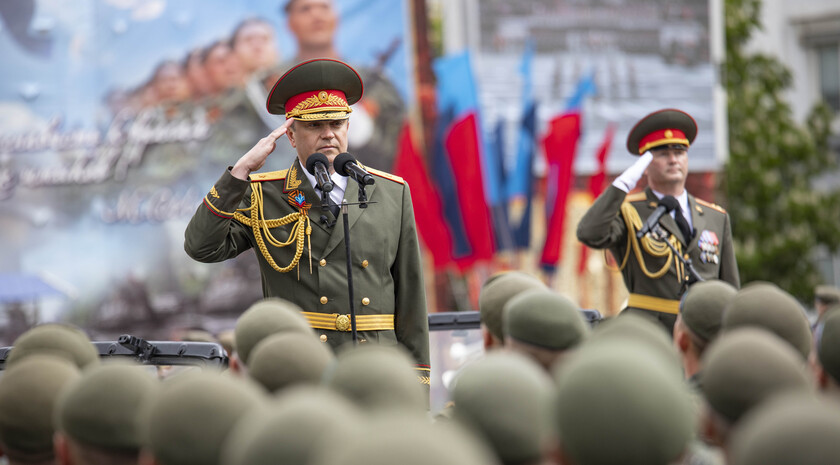 Victory Day Parade marches in central Lugansk to commemorate defeat of Nazism, Lugansk, May 9, 2021