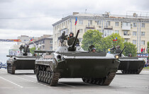 Victory Day Parade marches in central Lugansk to commemorate defeat of Nazism, Lugansk, May 9, 2021