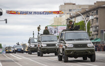 Victory Day Parade marches in central Lugansk to commemorate defeat of Nazism, Lugansk, May 9, 2021