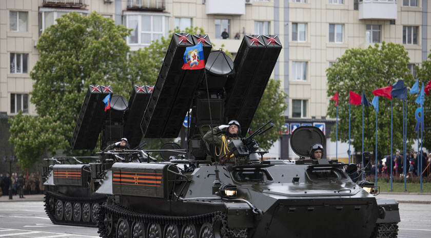 Victory Day Parade marches in central Lugansk to commemorate defeat of Nazism, Lugansk, May 9, 2021