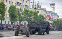 Victory Day Parade marches in central Lugansk to commemorate defeat of Nazism, Lugansk, May 9, 2021