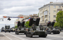Victory Day Parade marches in central Lugansk to commemorate defeat of Nazism, Lugansk, May 9, 2021