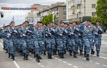 Victory Day Parade marches in central Lugansk to commemorate defeat of Nazism, Lugansk, May 9, 2021