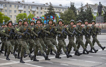 Victory Day Parade marches in central Lugansk to commemorate defeat of Nazism, Lugansk, May 9, 2021