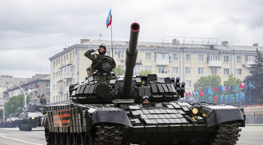 Victory Day Parade marches in central Lugansk to commemorate defeat of Nazism, Lugansk, May 9, 2021
