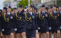 Victory Day Parade marches in central Lugansk to commemorate defeat of Nazism, Lugansk, May 9, 2021