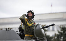 Victory Day Parade marches in central Lugansk to commemorate defeat of Nazism, Lugansk, May 9, 2021