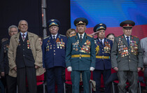 Victory Day Parade marches in central Lugansk to commemorate defeat of Nazism, Lugansk, May 9, 2021