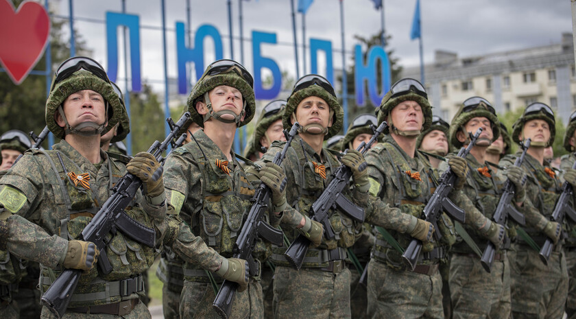 Victory Day Parade marches in central Lugansk to commemorate defeat of Nazism, Lugansk, May 9, 2021