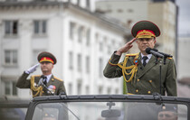 Victory Day Parade marches in central Lugansk to commemorate defeat of Nazism, Lugansk, May 9, 2021