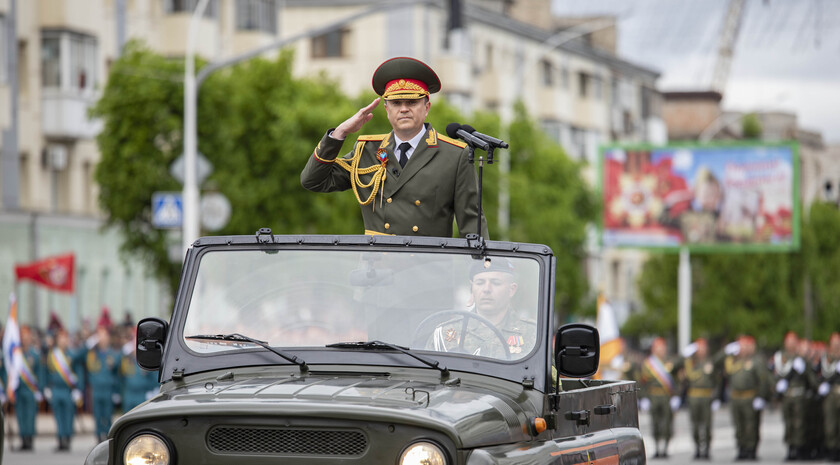Victory Day Parade marches in central Lugansk to commemorate defeat of Nazism, Lugansk, May 9, 2021