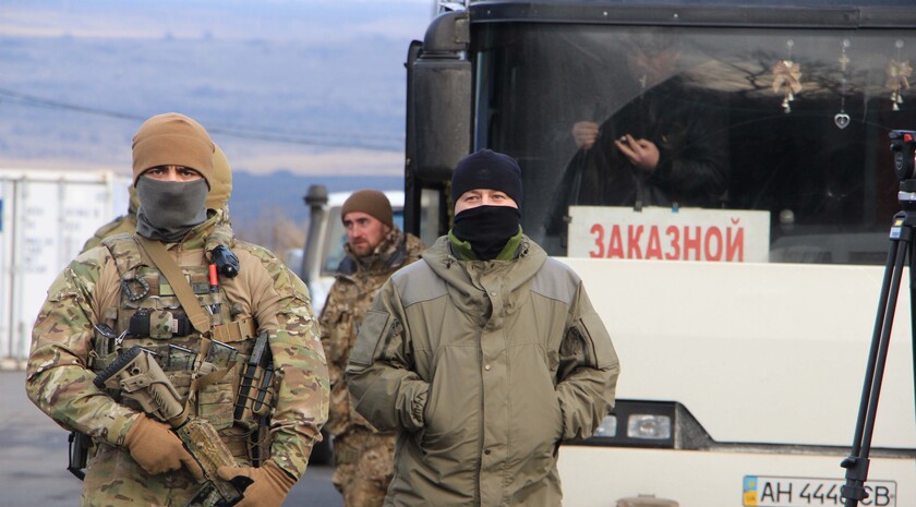 The prisoner exchange between Donbass Republics and Ukraine; Mayorsk checkpoint, 27 December 2017