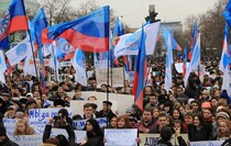 Митинг в поддержку требования глав ЛНР и ДНР к Киеву прекратить блокаду Донбасса, Луганск, 28 февраля 2017