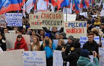 Митинг в поддержку требования глав ЛНР и ДНР к Киеву прекратить блокаду Донбасса, Луганск, 28 февраля 2017