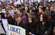 Митинг в поддержку требования глав ЛНР и ДНР к Киеву прекратить блокаду Донбасса, Луганск, 28 февраля 2017