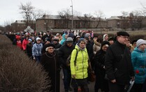 Церемония закладки камня на месте памятника "Павшим в боях за Родину", Алчевск, 17 февраля 2016 года