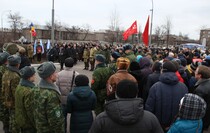 Церемония закладки камня на месте памятника "Павшим в боях за Родину", Алчевск, 17 февраля 2016 года
