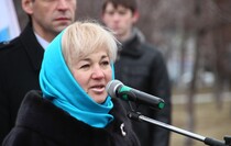 Церемония закладки камня на месте памятника "Павшим в боях за Родину", Алчевск, 17 февраля 2016 года