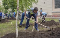 Открытие тематической инсталляции и высадка березовой аллеи в честь Дня России, Луганск, 12 июня 2021 года