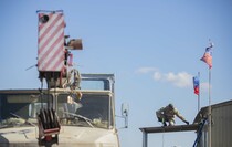 Демонтаж пунктов таможенного контроля на границе между ЛНР и ДНР, Чернухино, 1 октября 2021 года