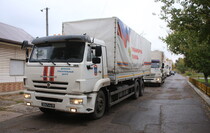 Прибытие в Республику 103-го гуманитарного конвоя МЧС РФ, Луганск, 14 октября 2021 года