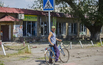 LPR and Russian flags raised in liberated Gorskoye, June 24, 2022